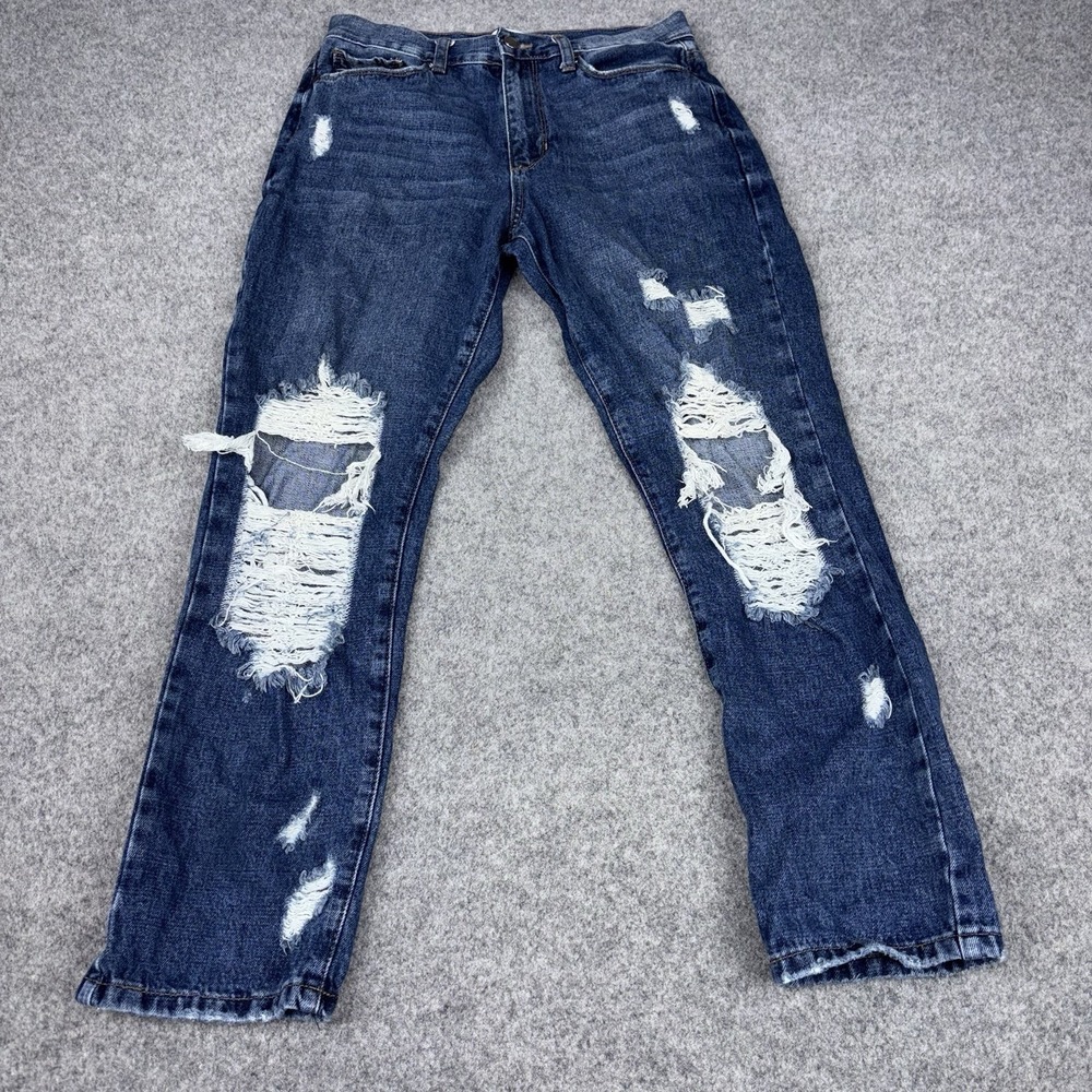 JBD Just Black Denim Jeans Womens 28 Distressed Straight Leg Skater Grunge 29x27
